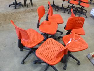 (6) Orange Office Chairs on Casters