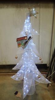 (1) 6.5 Ft. Holiday Tree with Cool White LED Lights, (NOTE: Slight Damage, Requires Some TLC)  (N-1-3)