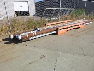 96in X 40in Portable Pipe Storage Rack w/ Fork Pockets C/w (6) Assorted Size Stators And (6) Assorted Size Rotors *Note: Stators And Rotors Expired*
