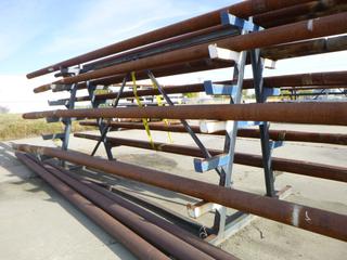14ft X 8ft 7in X 8ft2in Powder Coated Double Sided Cantilever Storage Rack w/ (14) 24in Racks *Note: Contents Not Included*
