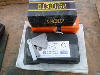 Mitutoya Pro 3600 Digital Protractor C/w Mitutoyo Dial Indicator, Asimeto Dial Indicator And Proto Metric Feeler Gauge