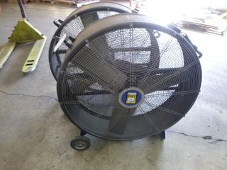 Qty Of (2) Power Fist HVD-36A 120V 36in Industrial Drum Fans 