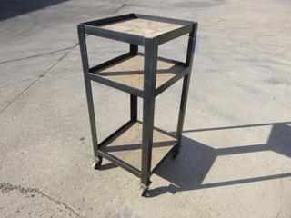 20 1/2in X 20in X 47in Steel Shelf w/ Casters And Plywood Shelves