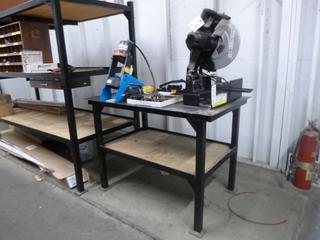 Eaton ET1000 Portable Light Duty Mechanical Crimper C/w Crimping Dies, Boston Weatherhead 115V Power Cutter, 50in X 3ft Custom Built Shop Table And Parker Manual Hose Cutter. *Note: Buyer Responsible For Load Out*