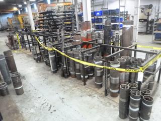 Qty Of (2) 80in X 38in X 36in Cylinder Storage Racks C/w 96in X 48in X 32in Double Sided Custom Steel Railing *Note: Contents Not Included, Missing Chain, Buyer Responsible For Load Out*
