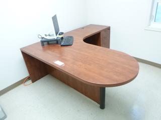 L-Shape Office Desk w/ 3-Drawers, Lock And Key *Note: Contents Not Included*