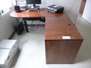 L-Shape Office Desk w/ 2-Storage Drawer And Under Desk Keyboard Tray *Note: Contents Not Included*