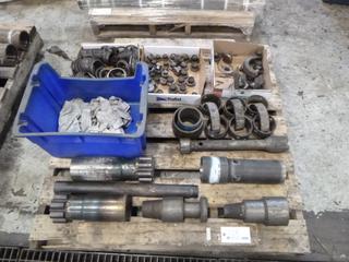 Qty Of (6) Universal Joint Caps C/w Approx. (30) Universal Joint Rings And (2) Sets Of Custom Pipe Wrench Inserts