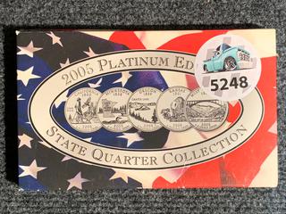 2005 USA Platinum State Quarter Collection Coin Set.