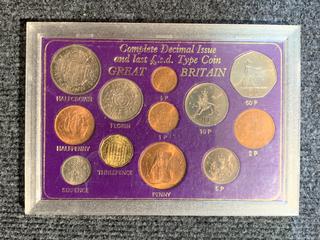 Great Britain "Complete Decimal Issue And Last Lsd Type Coin" Coin Set.