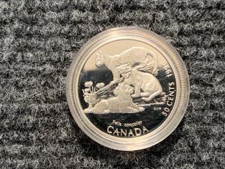1996 Canada Fifty Cent Silver "Cougar Kittens" Coin.