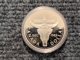 1982 Canada Commemorative Regina Centennial Silver Dollar.