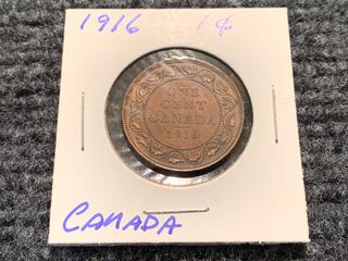 1916 Canada One Cent Coin.