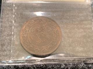 1903 Canada One Cent Coin (Rated MS 60).