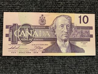 1989 Canada Ten Dollar Bank Note, S/N BDB5781914.