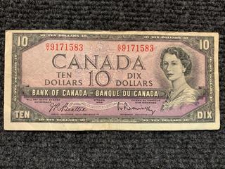 1954 Canada Ten Dollar Bank Note, S/N OV9171583.