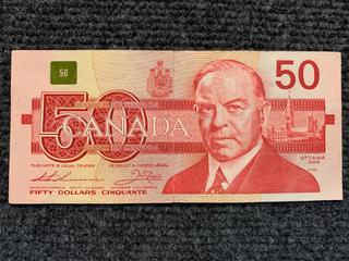 1988 Canada Fifty Dollar Bank Note, S/N EHZ0406205.