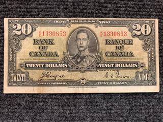 1937 Canada Twenty Dollar Bank Note, S/N KE1330853.