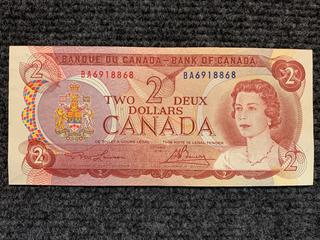 1974 Canada Two Dollar Bank Note, S/N BA6918868.