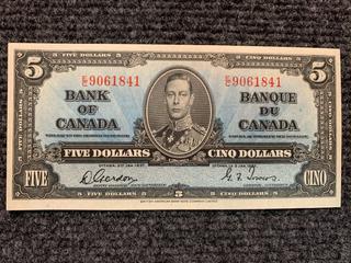 1937 Canada Five Dollar Bank Note, S/N EC9061841.