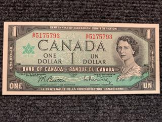 1967 Canada One Dollar Centennial Bank Note, S/N GP5175793.