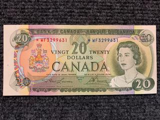 1969 Canada Twenty Dollar Replacement Bank Note, S/N WF3299631.