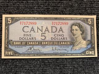 1954 Canada Five Dollar Bank Note, S/N RX7172889.