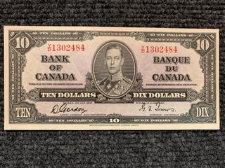 1937 Canada Ten Dollar Bank Note, S/N YD1302484.