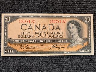 1954 Canada Fifty Dollar Bank Note, S/N AH5078102.