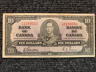 1937 Canada Ten Dollar Bank Note, S/N TD2189553.