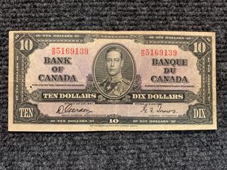 1937 Canada Ten Dollar Bank Note, S/N MD5169139.