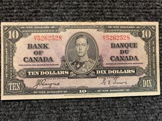 1937 Canada Ten Dollar Bank Note, S/N HT5262528.