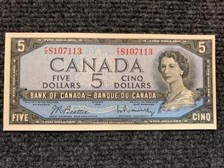 1954 Canada Five Dollar Bank Note, S/N FX8107113.