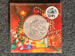 2013 Canada Twenty Dollar .9999 Fine Silver "Santa" Coin, Unopened.