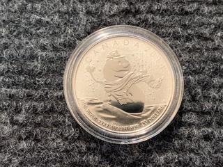 2014 Canada Twenty Dollar .9999 Fine Silver "Snow Man" Coin.