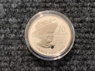 2012 Canada Twenty Dollar .9999 Fine Silver "Queen Elizabeth Diamond Jubilee" Coin.