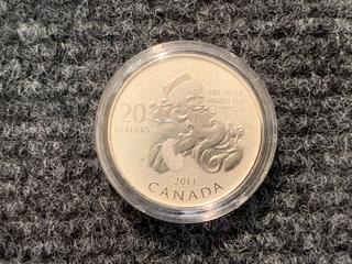 2013 Canada Twenty Dollar .9999 Fine Silver "Santa" Coin.