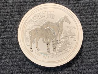 2014 Australia Eight Dollar Five Ounce .999 Silver "Year of The Horse" Coin.