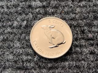 1967 Canada Five Cent Centennial Coin.