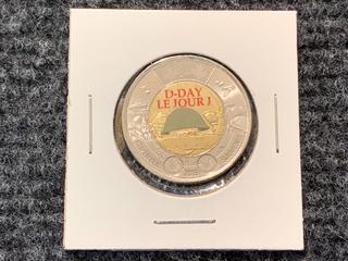 2019 Canada Two Dollar "D-Day" Colour Printed Coin.