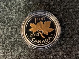 2012 Canada One Cent .9999 Fine Silver "Farewell to The Penny" Coin c/w Display Case.