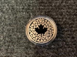 2013 Canada Three Dollar .9999 Fine Silver "Maple Leaf impression" Coin c/w Display Case.