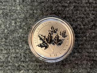 2015 Canada Ten Dollar .9999 Fine Silver "Maple Leaf" Coin c/w Display Case.