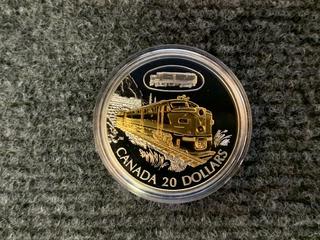 2003 Canada Twenty Dollar Silver "C.N.R. FA-1 Diesel Electric Locomotive" Coin c/w Display Case.