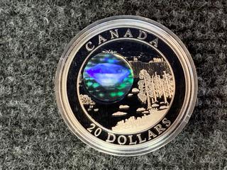 2005 Canada Twenty Dollar .9999 Silver "Diamonds" Coin c/w Display Case.