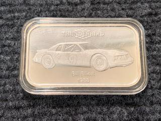 1988 Fast Fords One Troy Ounce .999 Fine Silver "Bill Elliot - Thunderbird" Bar.