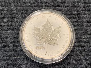 2016 Canada Five Dollar One Ounce .9999 Fine Silver "Maple Leaf" Coin.