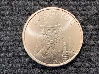 2014 Zombucks One Ounce .999 Fine Silver Coin.