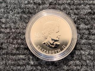 2005 Canada Fifty Cent Silver "Tim Horton" Coin.