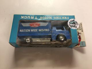 Friction Motor Blue Moving Truck Toy.